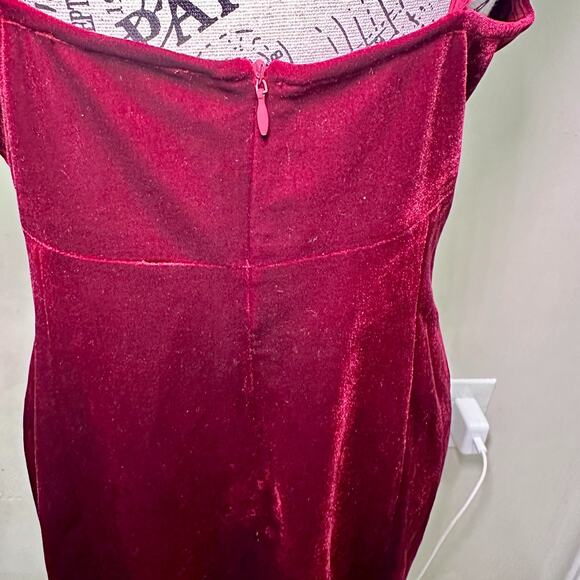 Cotton Candy LA Velvet Lace Slip Dress Women’s Large Burgundy Wine Dark Romantic - Picture 6 of 12